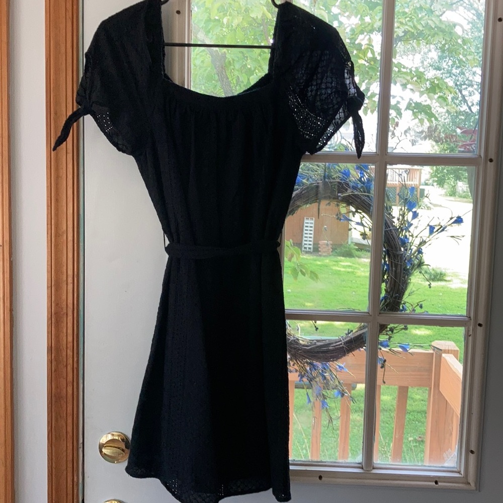 Black eyelet dress